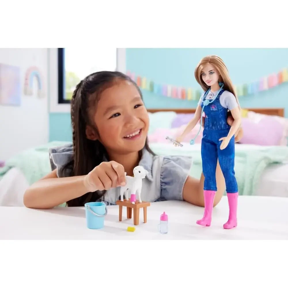 Barbie 65th Anniversary Careers Farm Vet Doll & 10 Accessories NWT